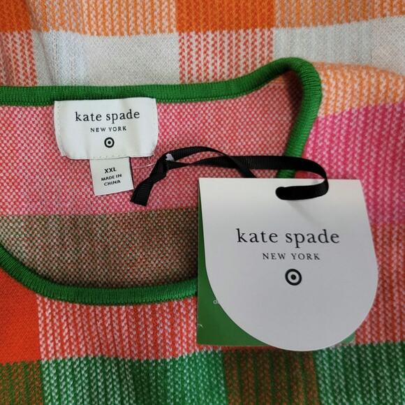 XXL Plaid Mini Sweater Dress kate spade new york Target Red/Pink/Green Blue NWT - Picture 7 of 7